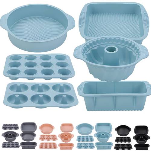 6pcs baking cake silicone baking pan set food grade silicone cake non slip heat resistant high temperature resistant easy to clean cake baking pan bread baking pan birthday party holiday oven cake non round baking pan