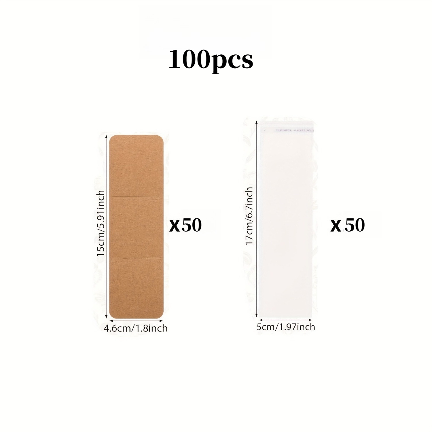 TEMU Set de 100 clips para marcapáginas con marcapáginas de papel y bolsas autoadhesivas transparentes para tarjetas de exhibición de marcapáginas