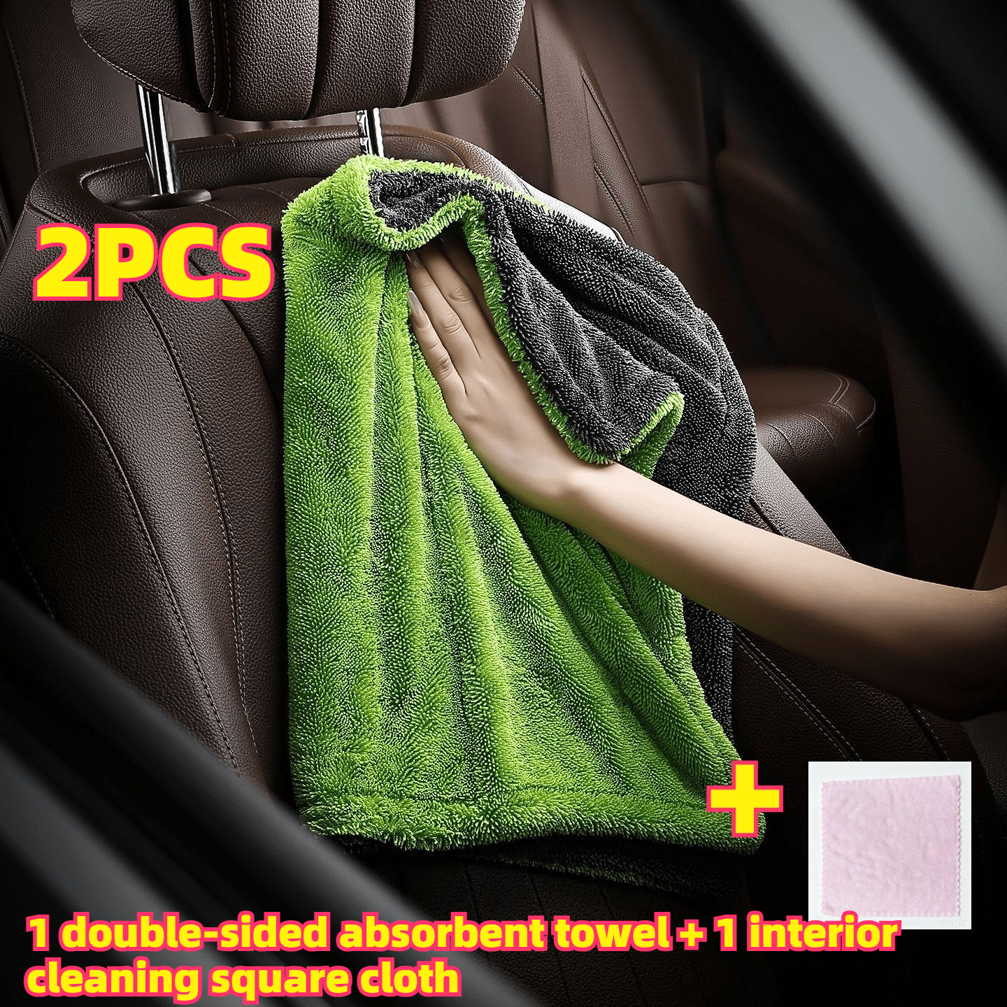 TEMU 2pcs Set, 1200gsm Heavy-duty Extra-large Suv Truck Car Towels - Large Size Double-sided Microfiber Cloth, 40x60cm Quick-dry Car Wash Towel  