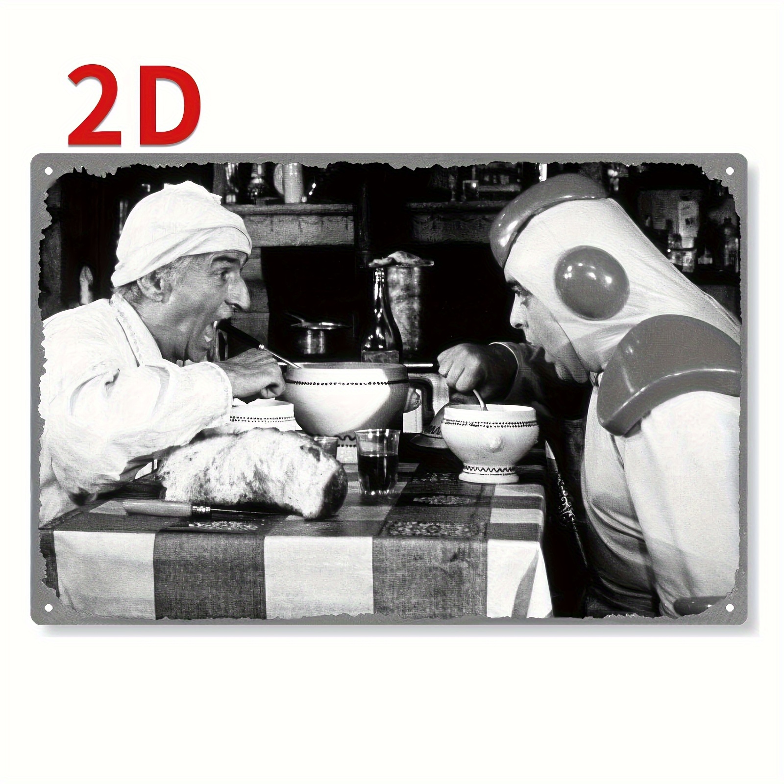 TEMU 1 pièce Affiche de cinéma français vintage - Scène de dîner de film Pain G avec & Jacques - Décoration murale en métal pour , bureau, cinéphiles