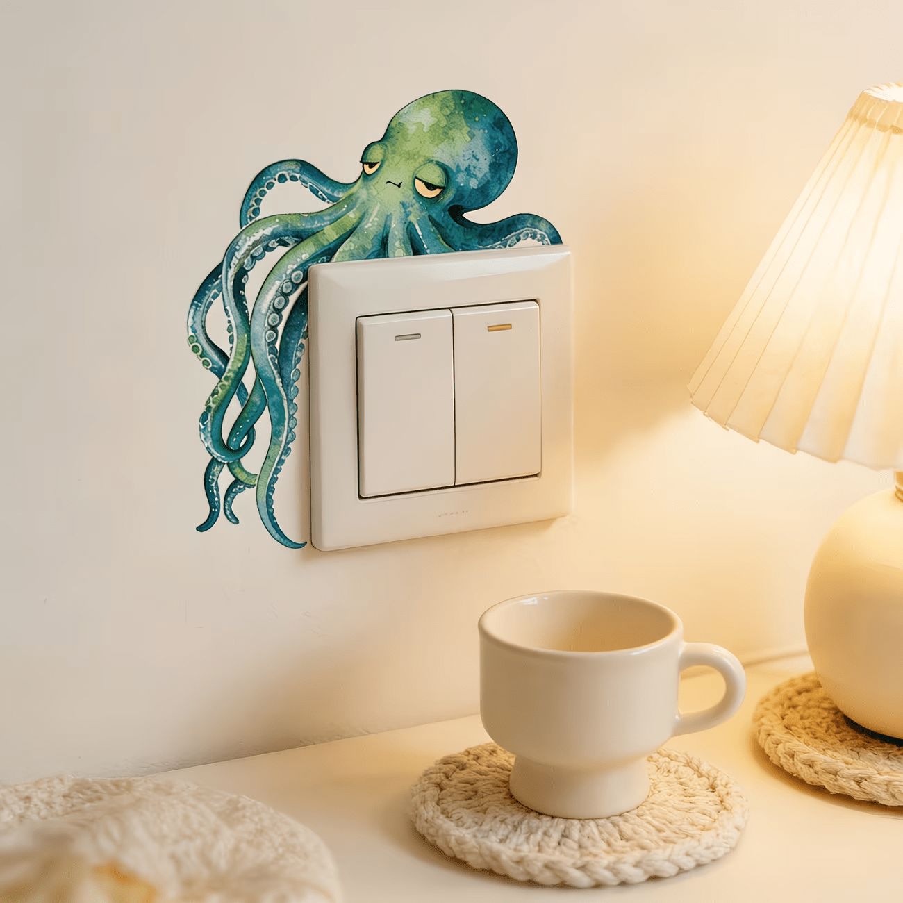 1pc Creative Octopus Switch Wall Sticker, Spring Decoration, Summer Decoration, Autumn Decoration, Winter Decoration, Fun Home Decor