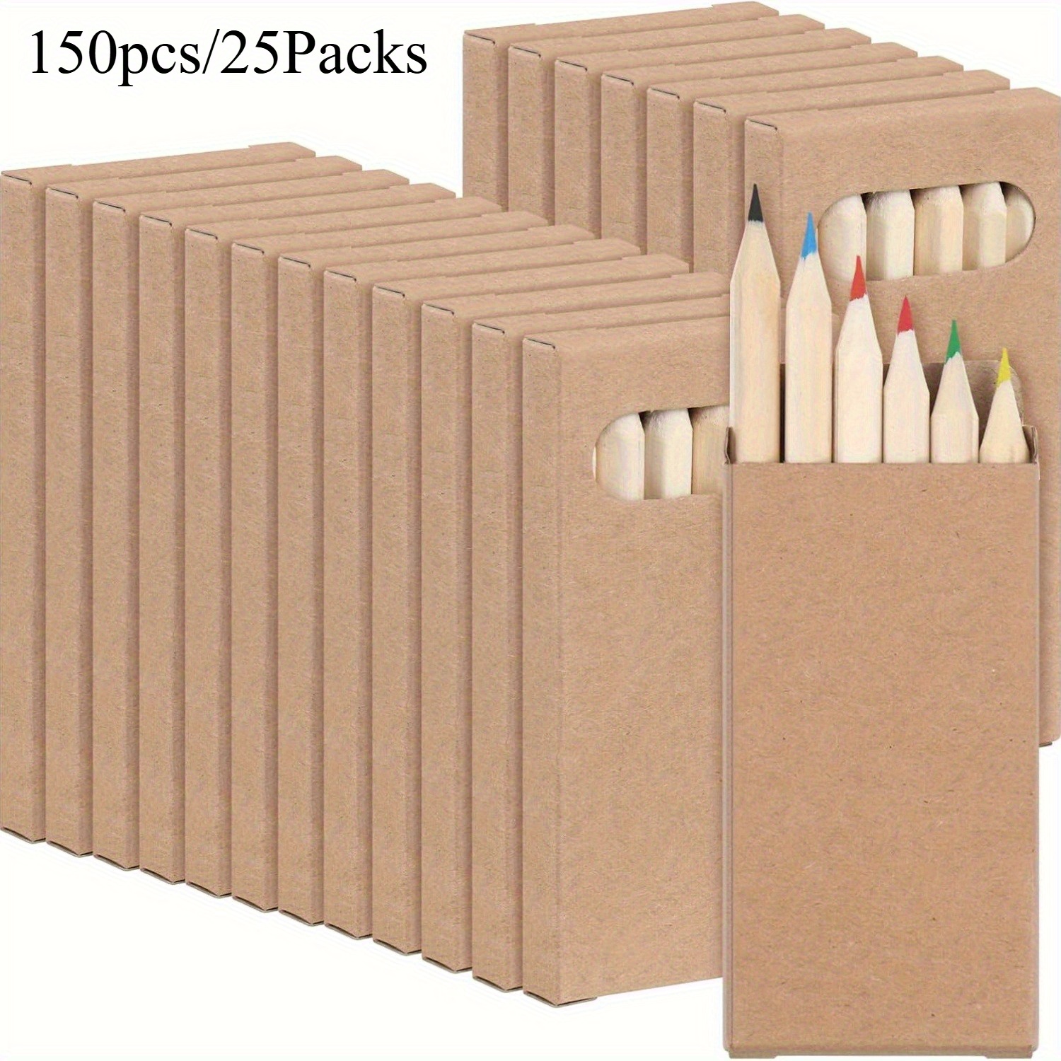 Image of 150-piece/25-box Mini Colored Pencil Set, Each 3.5 Inches (. 8.8cm) - Portable Pocket Pencils, Easy Blending - Suitable For School And Office Drawing And Doodling Tools, Back-to- Gift