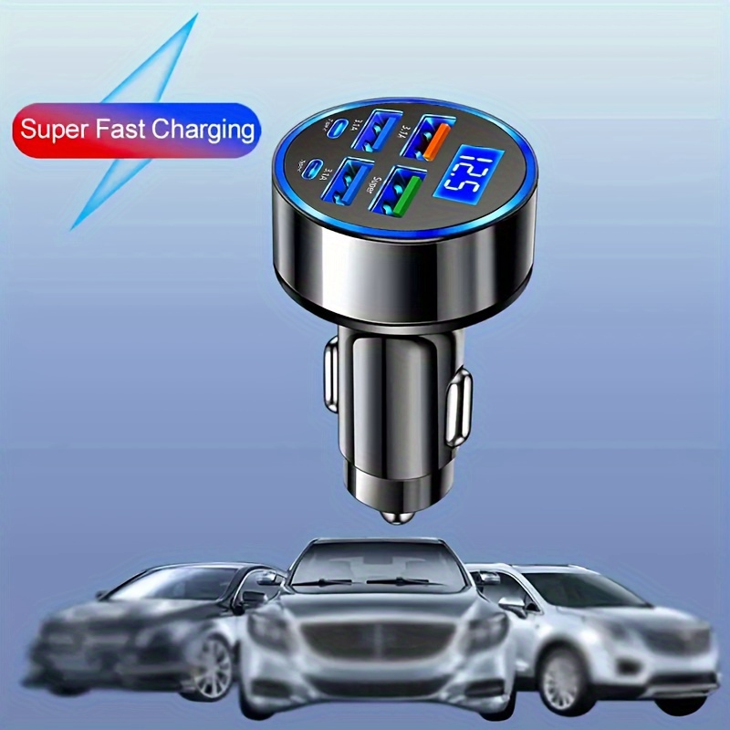 LAN XUN Ultra-Fast Dual PD USB& Type-C Car, 12-24V Quick Charge with Digital Display and Overcharge Smartphones, Portable