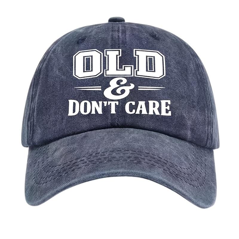 TEMU Blue Men's "& Don't Care" Printed Baseball , Casual Hat, Fashionable And Versatile Outdoor Hat, Perfect For Beach Vacations, Casual Daily Life,