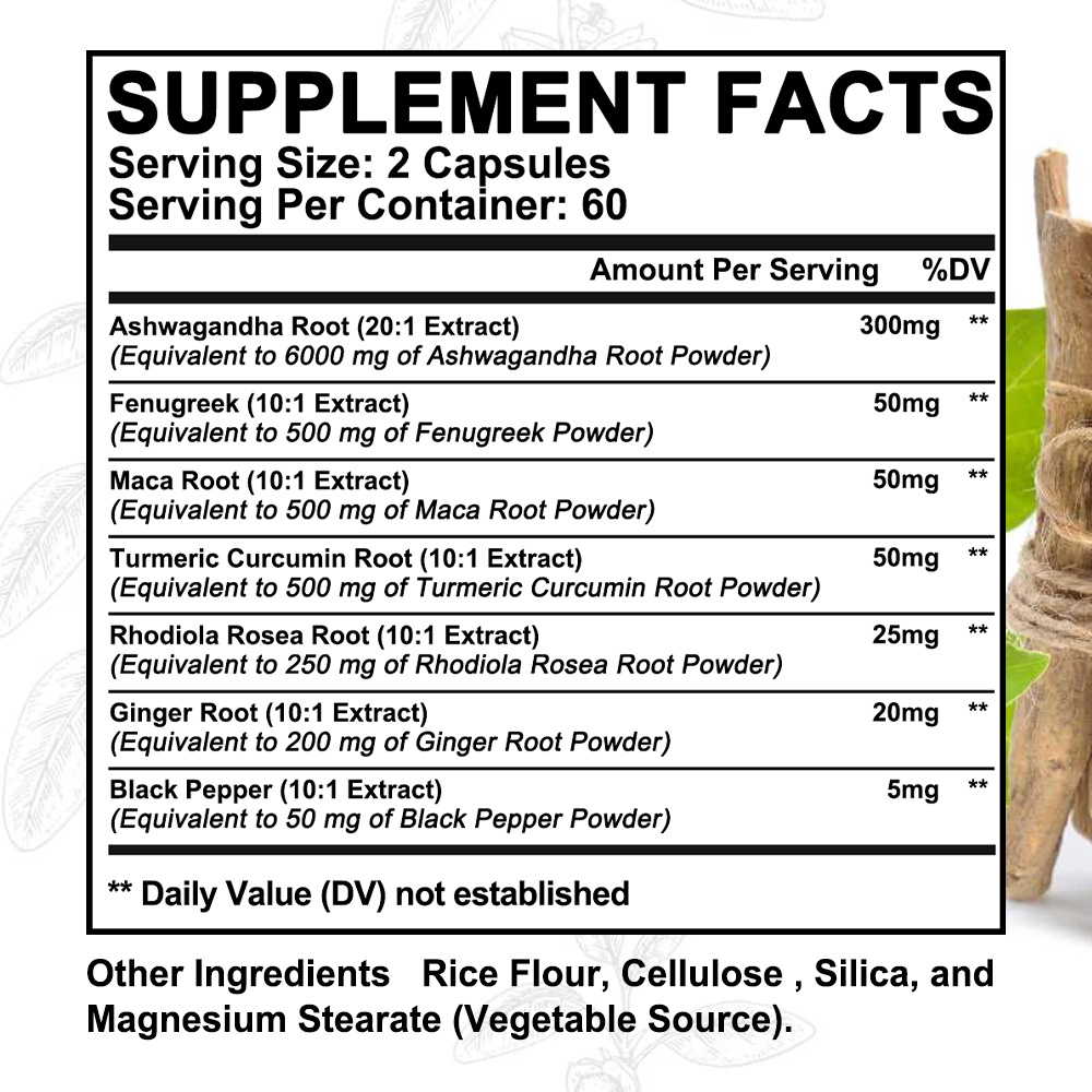 7 in 1 supplement with ashwagandha maca     ginseng and more supports normal   and nerve health 120 capsules details 0