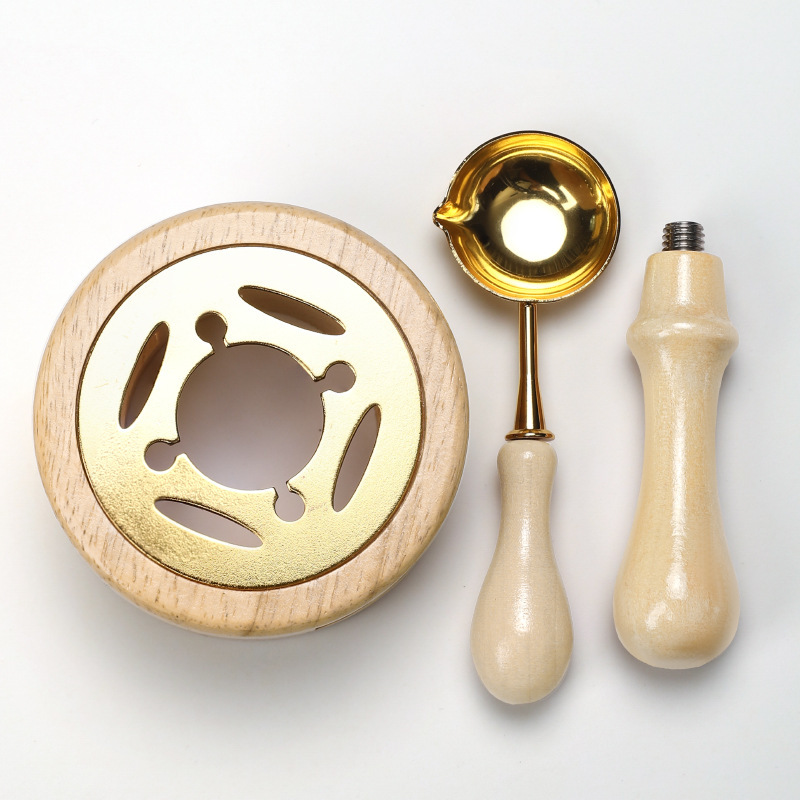 Image of 3pcs/set Matching Color Stove Wooden Wax Seal Melting Furnace Spoon Handle Wax Seal Stamp Accessories Wax Melting Furnace