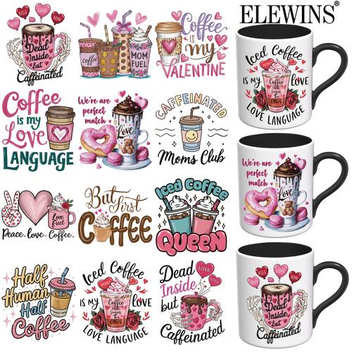 uv dtf cup stickers 12 sweet coffee quotes 3d uv dtf glass water bottle wraps creative gift suitable for mugs and coffee cups uv dtf transfer stickers