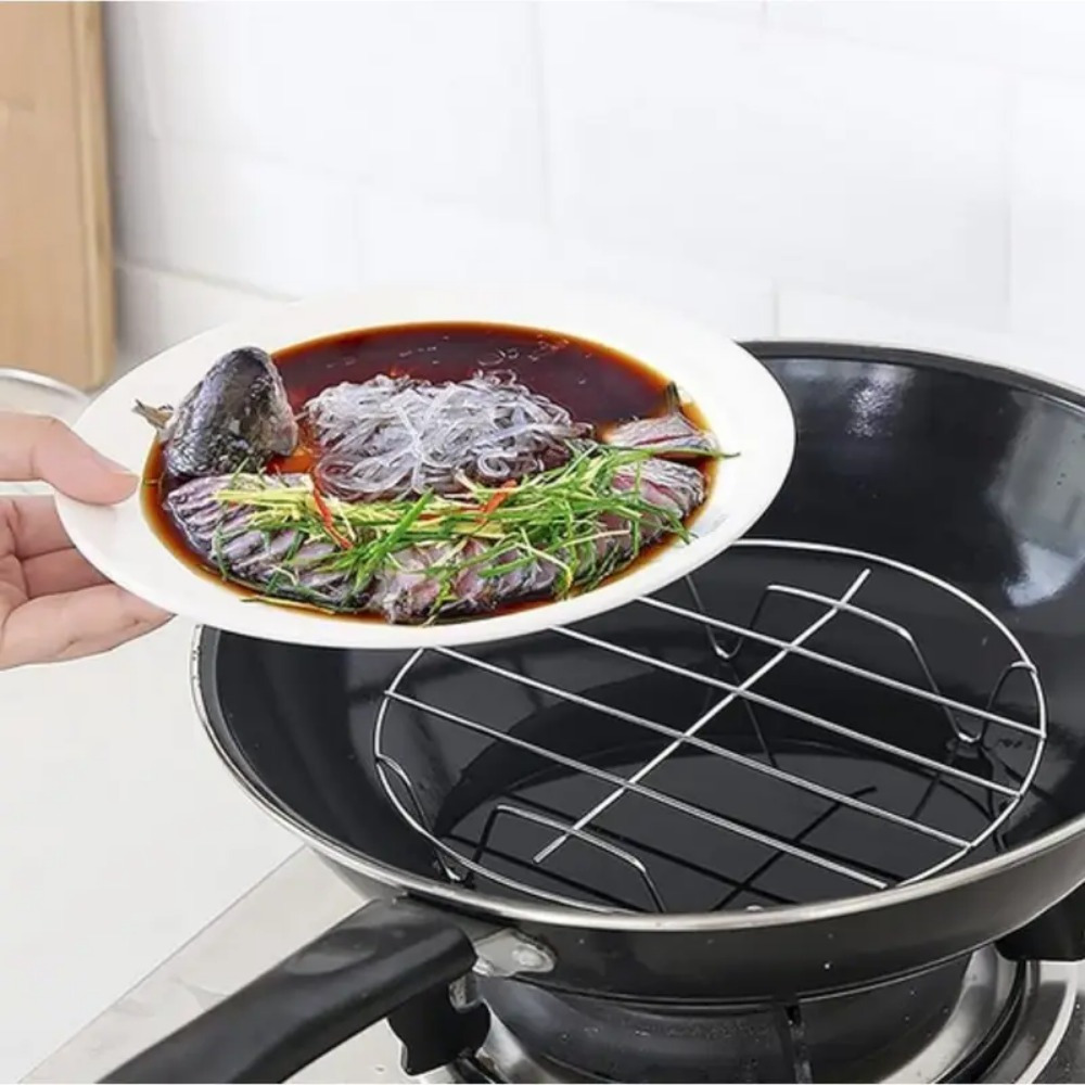 Grille Vapeur Pliable En Inox Avec Poignées Silicone - Compatible Autocuiseurs 6L Et 8L - 19,7x15,6 Cm - 6