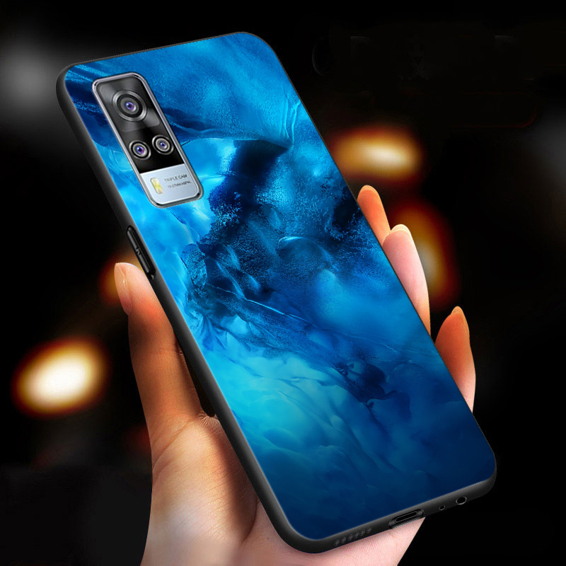 TEMU Gradient Light Flare Design With For Y51 (december 2020) | Shockproof And Anti-scratch Tempered Glass Phone