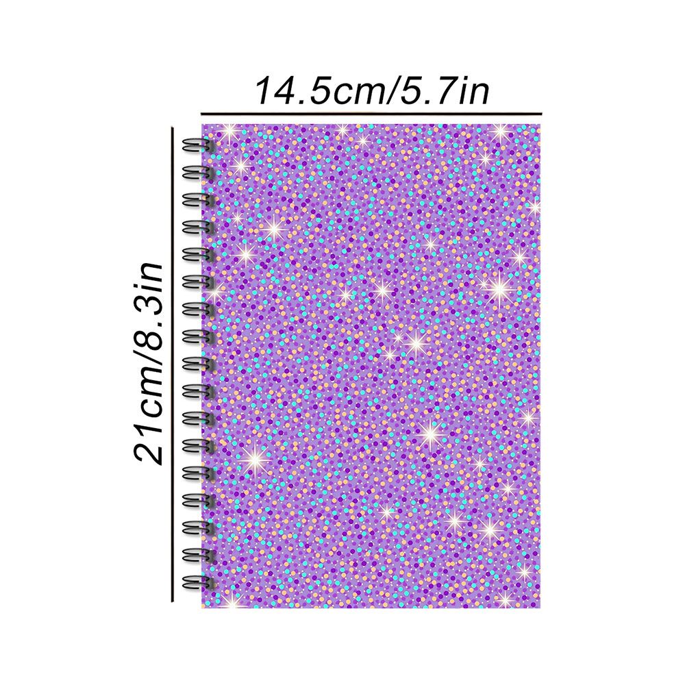 TEMU 1pc Purple Glitter Sparkle Spiral Notebook, Journal For Students And Artists, Shiny Starry Diamond Pattern, 60 Pages (30sheets) A5 Size, School