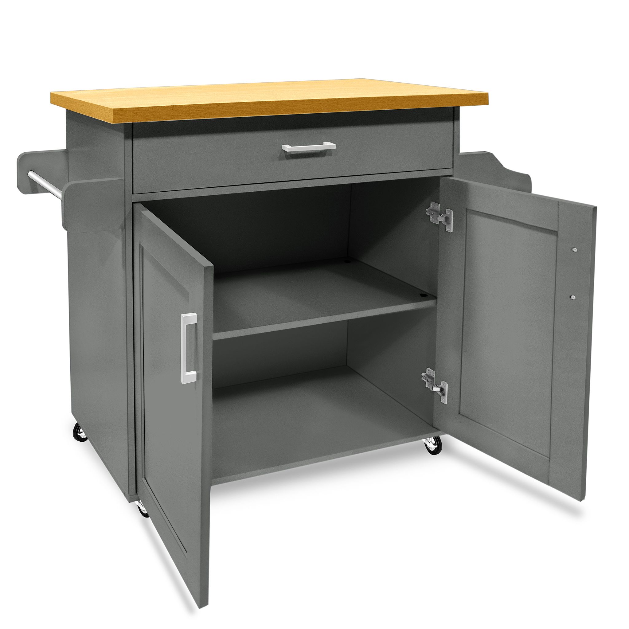 Kitchen Cabinet With Worktop, Drawer Cupboard, Rollable Kitchen Trolley, Serving Trolley, Country- Trolley, For Kitchen Restaurant, Gray