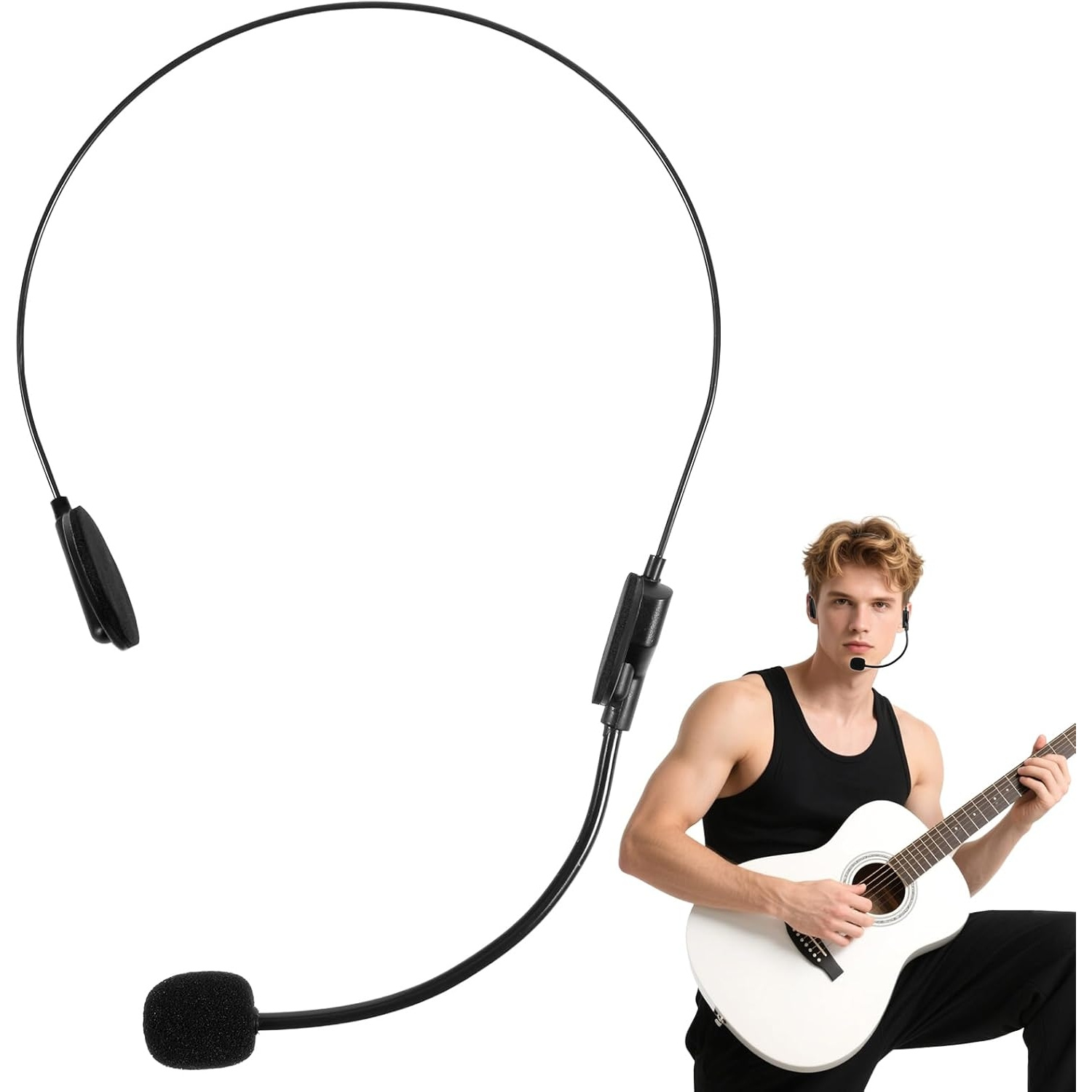 Image of 1pc Fake Microphone Headset Costume Prop Head Microphone Fake Star Headphone Costume Accessory Prop For Music Party Halloween