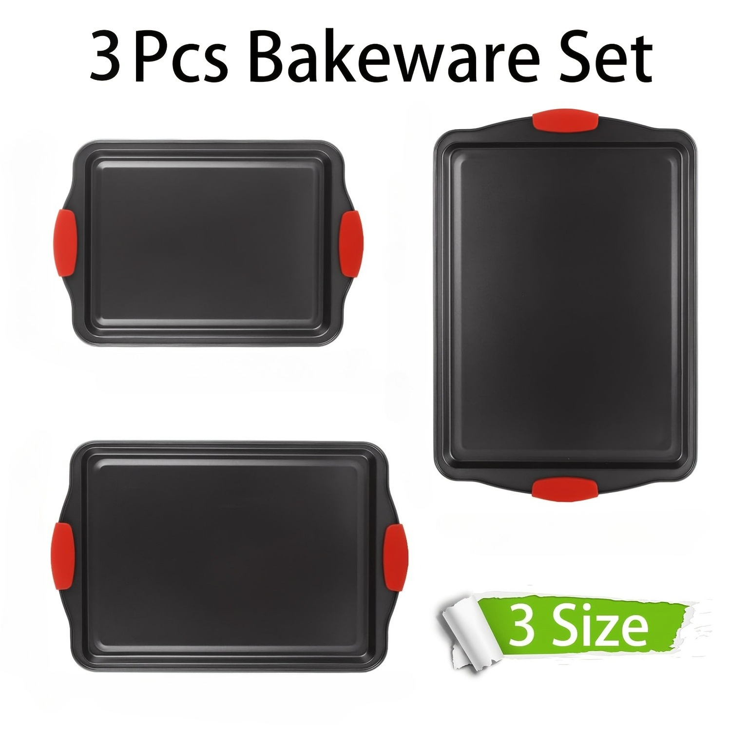 Baking Tray, With Red Silicone Handle, Kitchen Baking Plate, Heat-resistant And , Home Use Baking Tray, Cake, Oven Cookie Baking, Rectangular Cookie Tray, Easy To Clean, Suitable For , Cakes