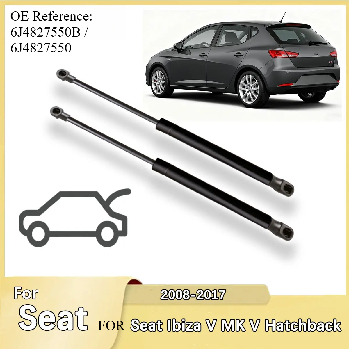 TEMU Rear Trunk Gas Struts For Iv Hatchback 2008-2017 Replacing 6j4827550b 56cm 290n Trunk Lift Supports