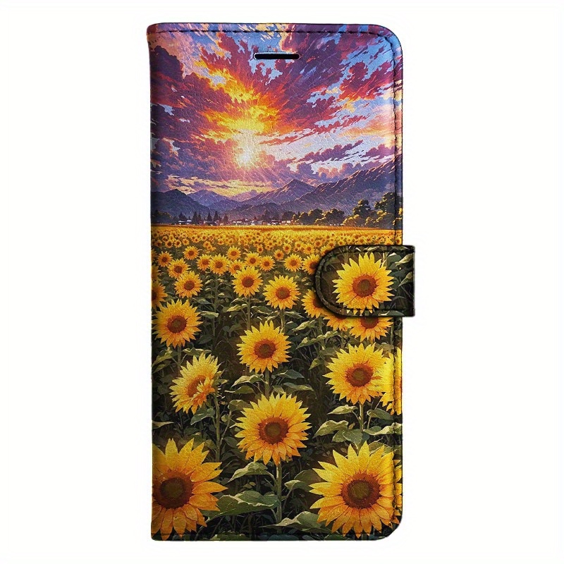 TEMU Sunflower Flip Wallet Cover For S8, S9, S10, M10, A30s, A50s, Note 10, 20, A10s, A20s, A51, A71, S20, A11, A31, S21, A42, A12, A16, A32, A52s,
