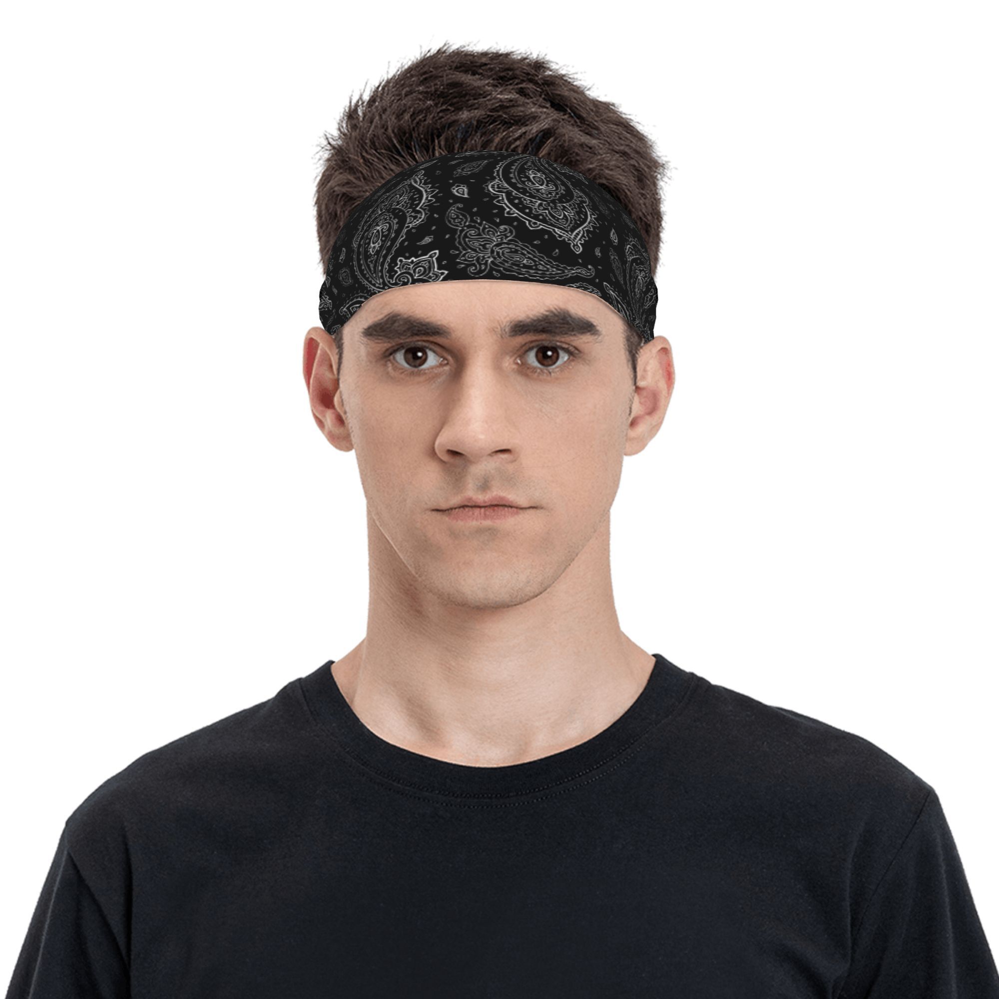 Unisex Paisley Sports Headband Sweat Wicking Stretchy Polyester Floral Patterns