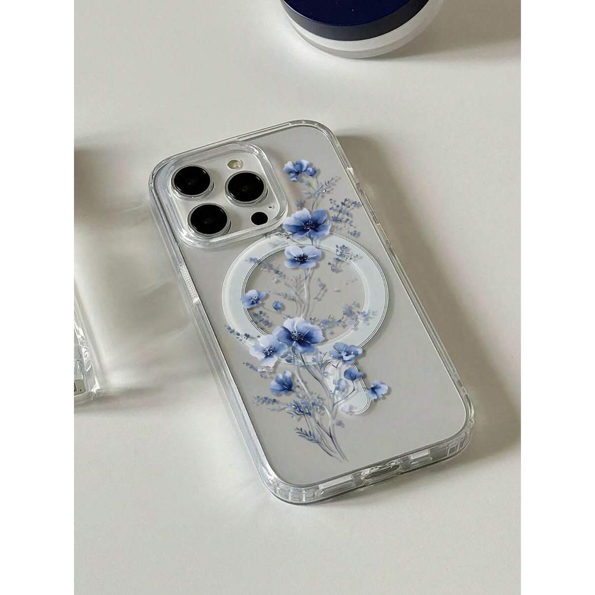 Image of Phone Case - 1 Minimalist Magnetic Phone Case Featuring A Blue , Suitable For Devices: Xs/ Xs Max/ Xr/ 11/ 12/ 13/ 14/ 14plus/ 15/ 15plus/ 16/ 16plus/ 7/ 8plus. , Shockproof