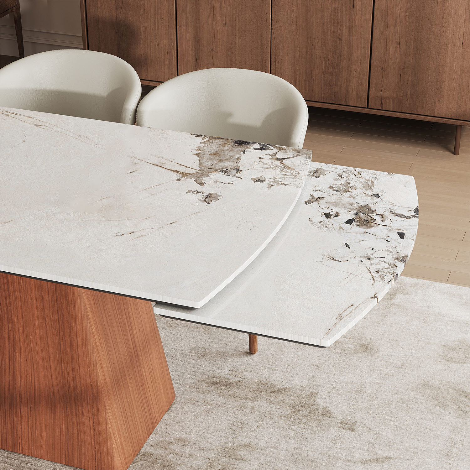 extendable modern dining table sintered stone top expandable - Temu