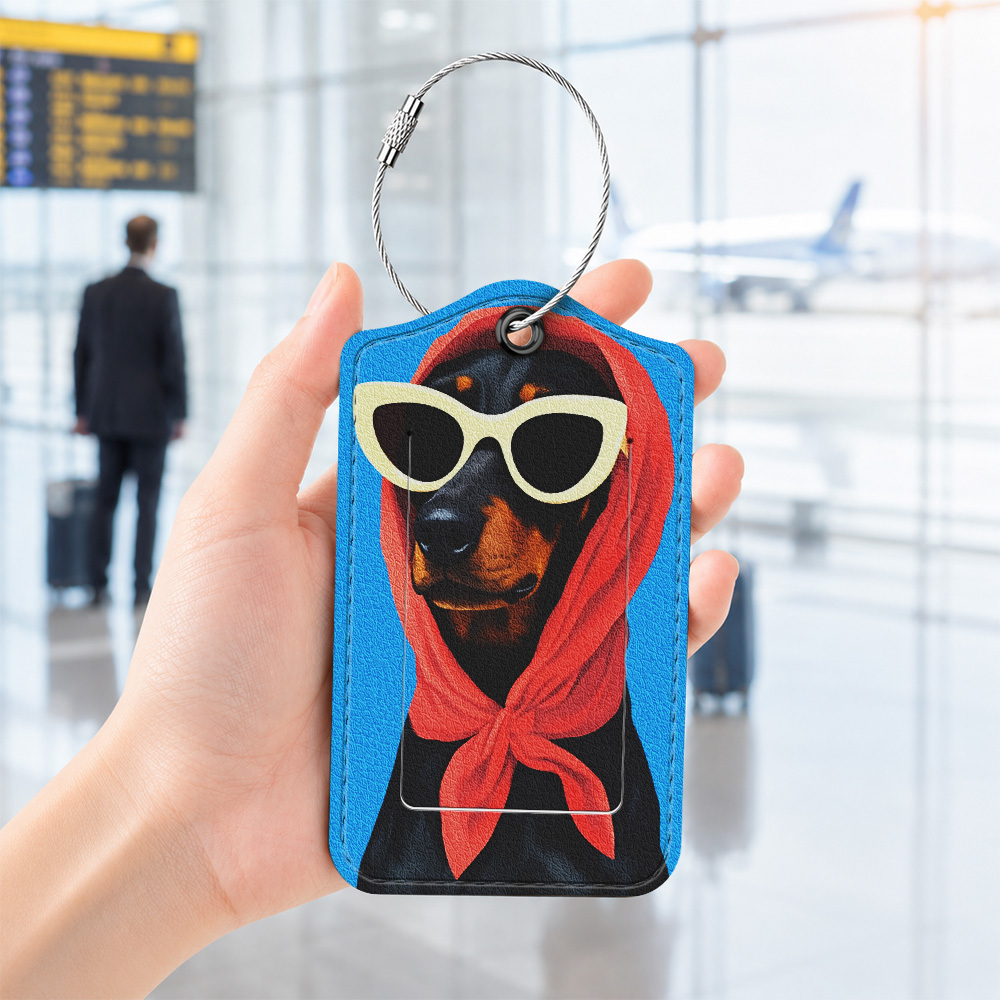 TEMU 1 Luggage Tag, Made Of High-quality Pu With A Privacy-protecting Cover And A Sturdy Stainless Steel Ring. High Quality And Wear-resistant,