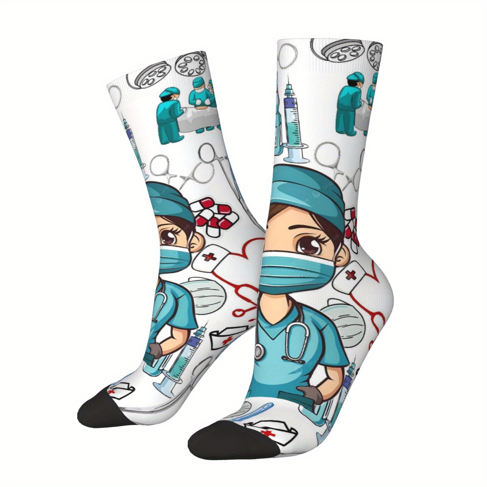 1 Pair Unisex Outdoor Socks, Theme Pattern Printed Mid-calf Socks, Machine Washable, Suitable For , Comfortable And Breathable, Fashionable, Casual Wear
