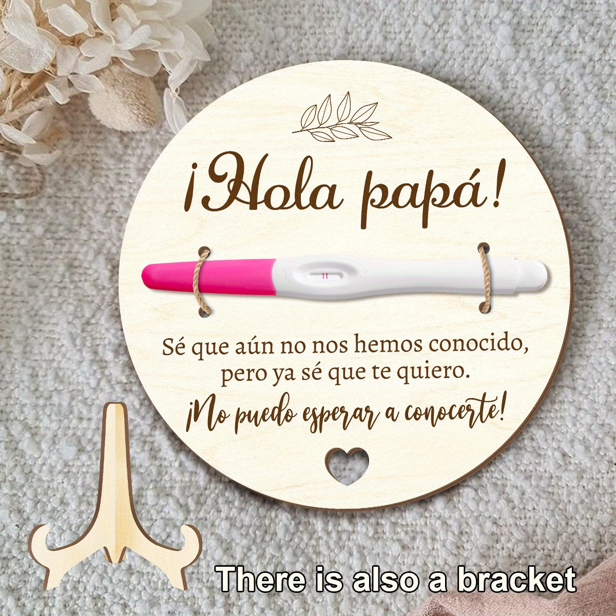 TEMU Placa de madera para de embarazo con base, un regalo único para papás, para las noticias a tu esposo, un regalo para