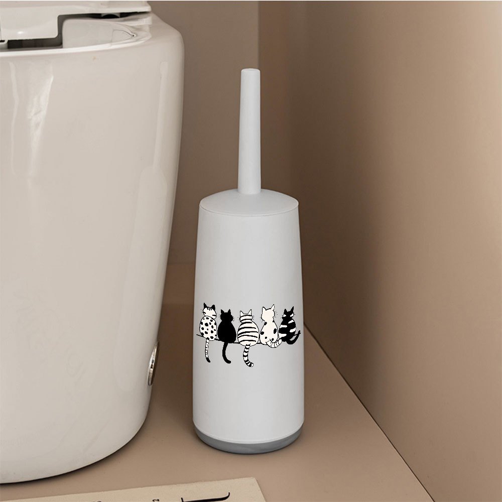 TEMU 1pc Cute Cat Print Toilet Brush In The Bathroom, Long Handle Toilet Cleaning Brush With Storage Holder, Household Bathroom Cleaning Tool For
