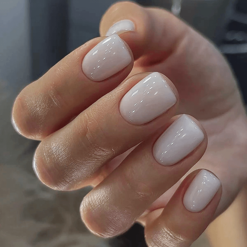44pcs Milky White Solid On Nails, Short Square Fake Nails With , Gentle Versatile Style Reusable Nail Tips