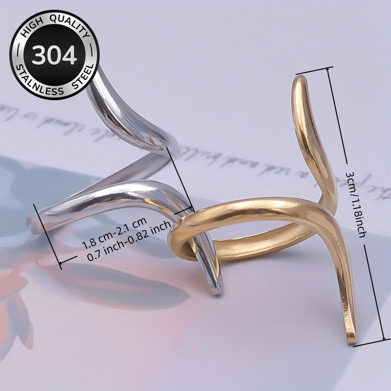 304 Stainless Steel Adjustable Open Ring for Women and Men