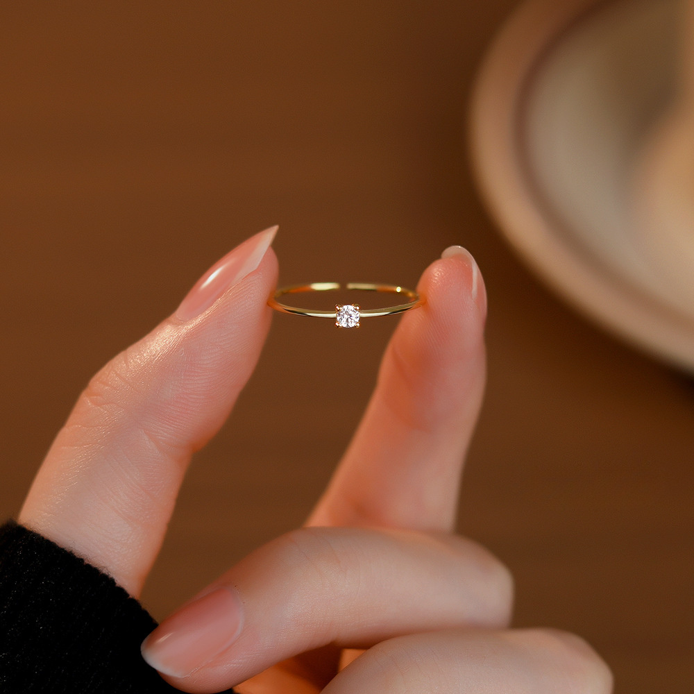 Simple And Exquisite Rhinestone Ring For Women, Versatile For Daily Wear, Trendy, , Elegant, Adjustable For Finger, Gift
