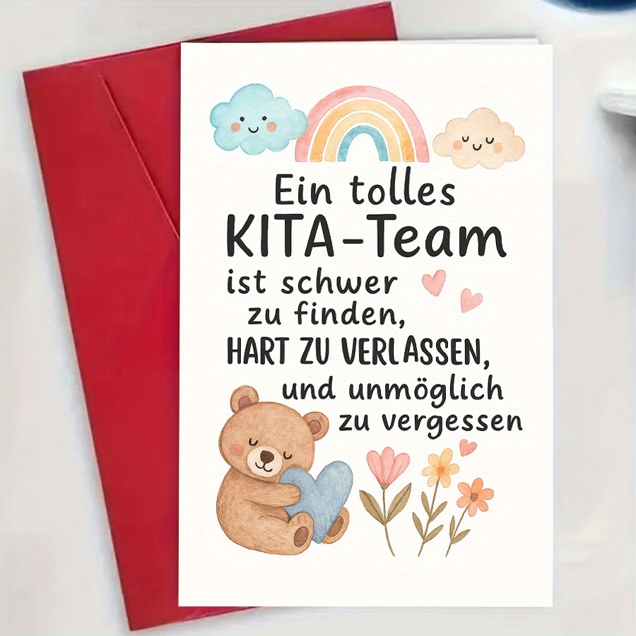 A Single Thank You Card Designed For Appreciating Daycare Staff, Perfect As A Farewell Keepsake For Teachers Or A Graduation Gift, Featuring An Envelope-