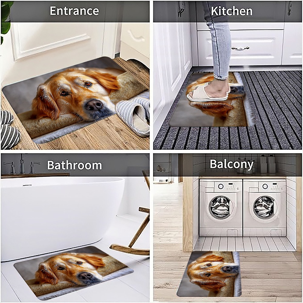 1pc extra large rectangular dog bed mat - soft plush cushioned floor bed with golden retriever design, machine washable pet bed for large rooms, ideal for small to medium dogs - cozy indoor mat for hardwood & mat floors, durable & easy clean, enhances resting experience,   home decor, christmas gift for pets, fits small to medium-sized pets, comfortable and stylish pet bed mat Product details 7