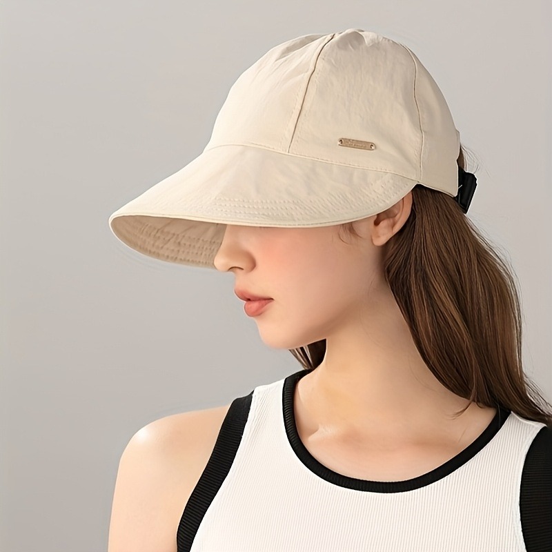 TEMU Women's Lightweight Foldable Hat - Adjustable Wide Brimmed Hat, Facial, Suitable For 10+ , Versatile And Fashionable For Spring And Summer Daily