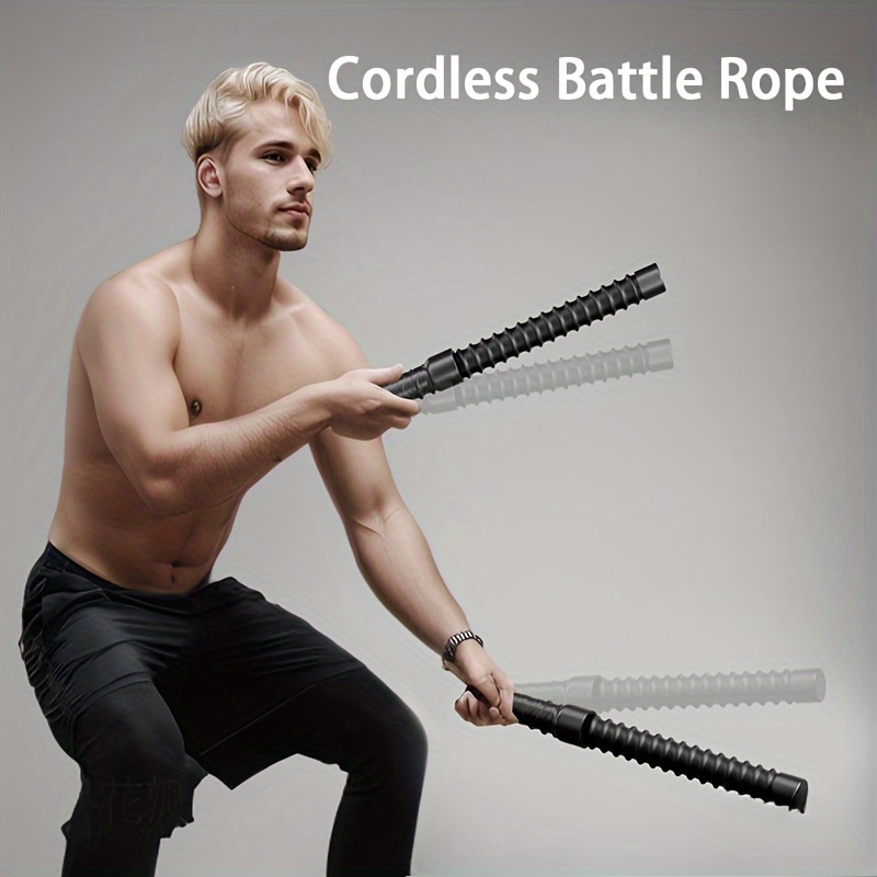 2pcs Heavy-Duty Battle Rope [Heavy-Duty Battle Rope] Portable Spring Steel Fitness Equipment - for Home Gym - Strength and Cardio Training - Adjustable Length - Black - Stylish Design - Durable Construction - All-Season Use