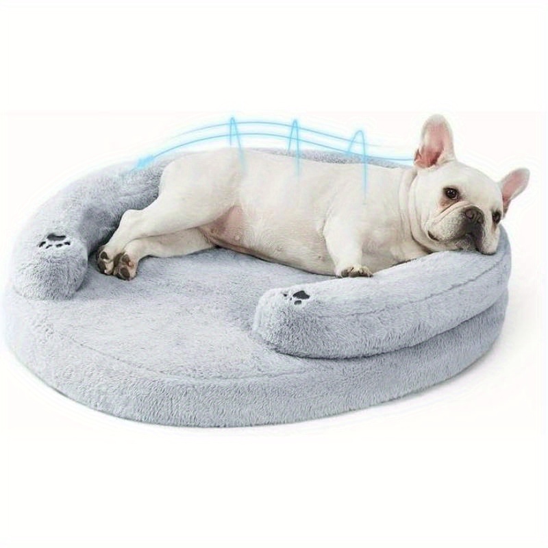 pet soft   orthopedic dog bed small medium size dog high quality supportive foam cat couch bolster pet bed with pillow removable washable cover nonslip bottom grey Product details 0