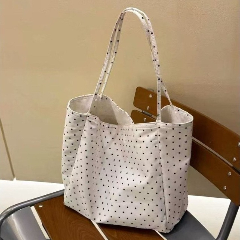 TEMU Women's Large Capacity Korean Wave-dot Tote Bag - Handheld Shoulder Purse With Wave Dot, Machine Washable Suitable For Commuting,,, Travel,