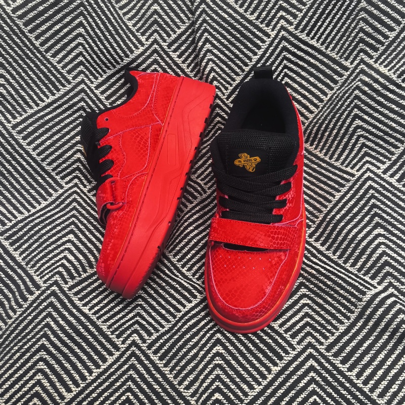 TEMU 2026 New Style Red Python Print Low-top Skate Shoes, Trendy And Unique 