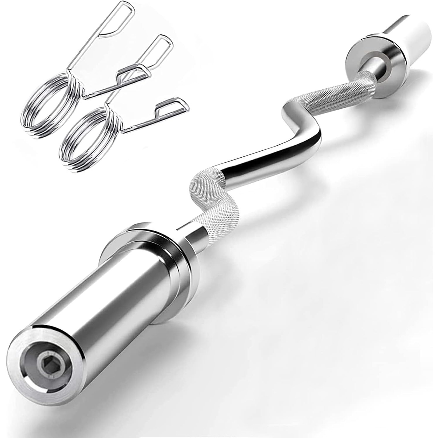 Image of Ez Bar Ez 6kgweight Bar 47in Tricep Bar For 2 Inch Weight Plates, Bicep Bar Weight With 2 Spring Collars For Home Gym Training Fitness Exercise