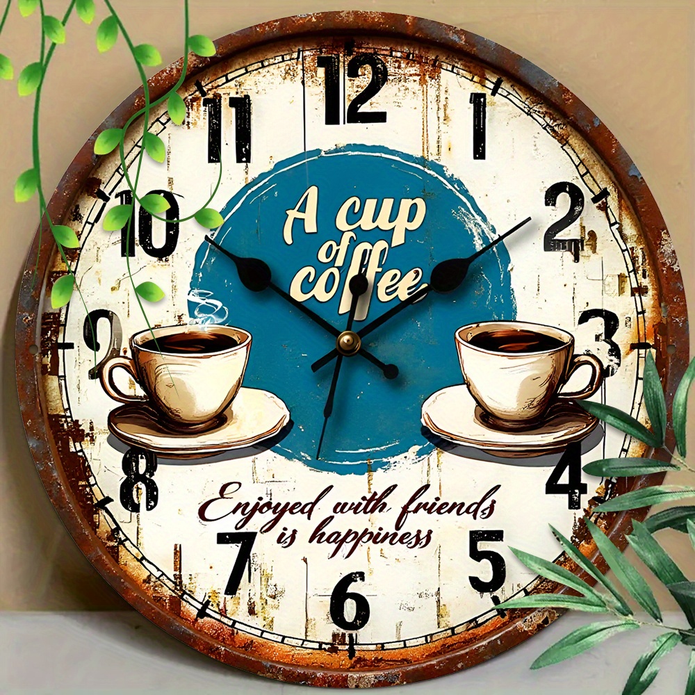 

1pc Theme Aluminum Wall Clock, 8x8 Inch, Multifunctional For Home, Kitchen, Bar, Restaurant, Cafe, Indoor/outdoor, Patio Decor, English Text