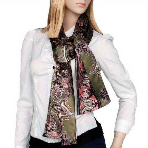 soft silk scarf wrap shawl brown golden paisley pattern revitalized style small lightweight versatile accessory for women men fashionable durable