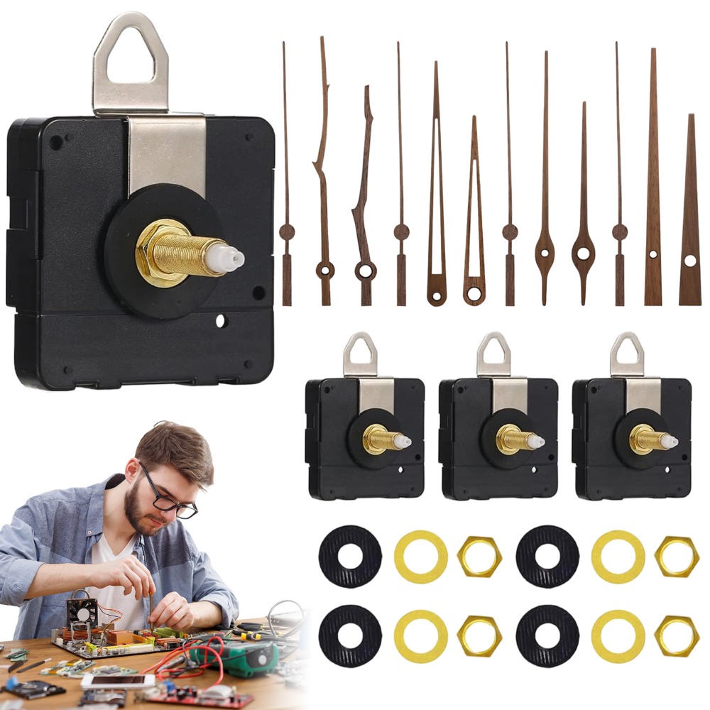 Image of Watch Diy Repair Accessory Kit 4pcs Set Movement Wooden Hands Rubber Seals Gaskets Hex 12-14in Watches 16-22mm Thickness Dial Replacement Parts