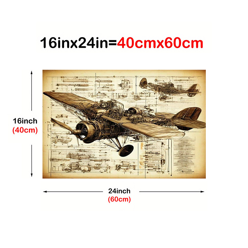 TEMU 2d Flat, 1pc Vintage Aircraft Blueprint Wall Art - Vertical Aviation Chart Poster Suitable For Living Room, Bedroom, Office Decor - Ideal