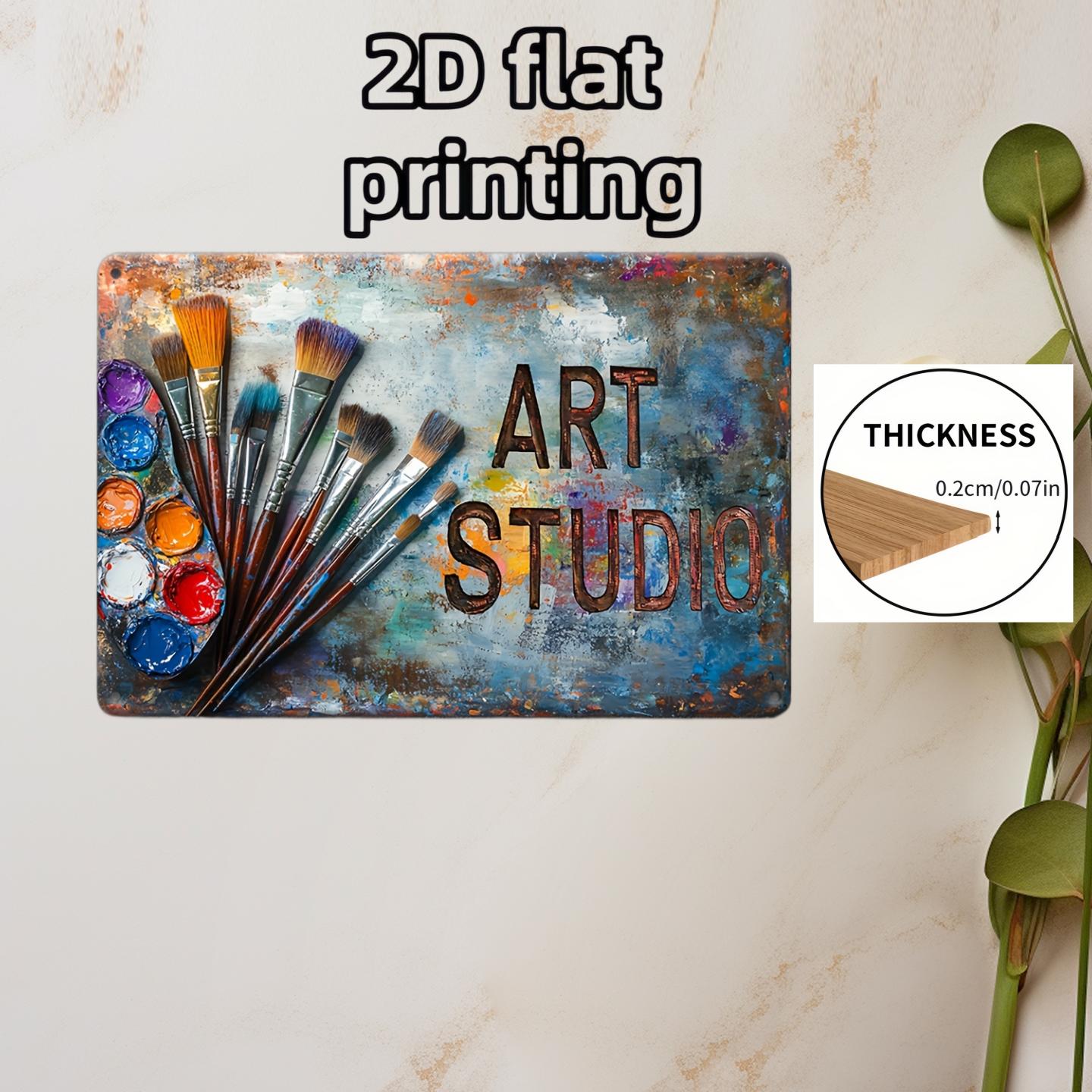 TEMU 2d Flat, 2d Flat Panel, 1pc Vintage "" Wooden Wall Decor - Art Plaque With Paintbrush And Paint , Vintage Lettering, Pre-drilled Holes For Easy