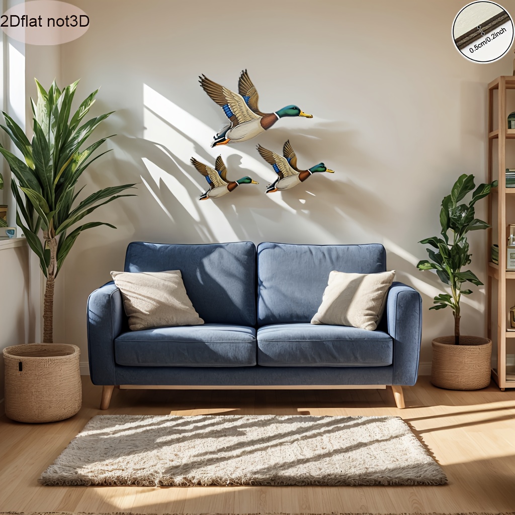 3 piezas de decoración de pared de pato salvaje - Perfecto para cercas exteriores, patios, jardines de balcones y decoración de dormitorios - un regalo ideal para fiestas navideñas con familiares y amigos, adecuado para baños, villas, cabañas, Navidad