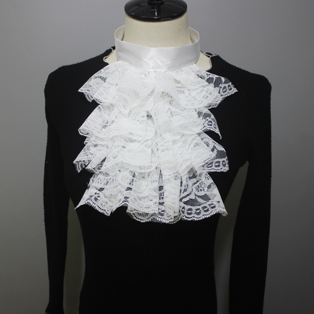 

Elegant 4-layer Lace Collar, Polyester Woven, Court Style, Stage Performance & Photography Accessory, Hand Wash/ Only