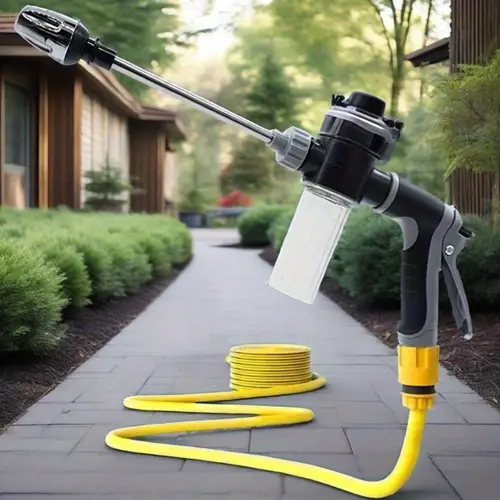 1pc high pressure car wash water gun with adjustable nozzle stainless steel 3 4 1 2 quick connect adapters durable cleaning for vehicles driveways outdoor driveway cleaner ergonomic handle metallic pressure washer gun