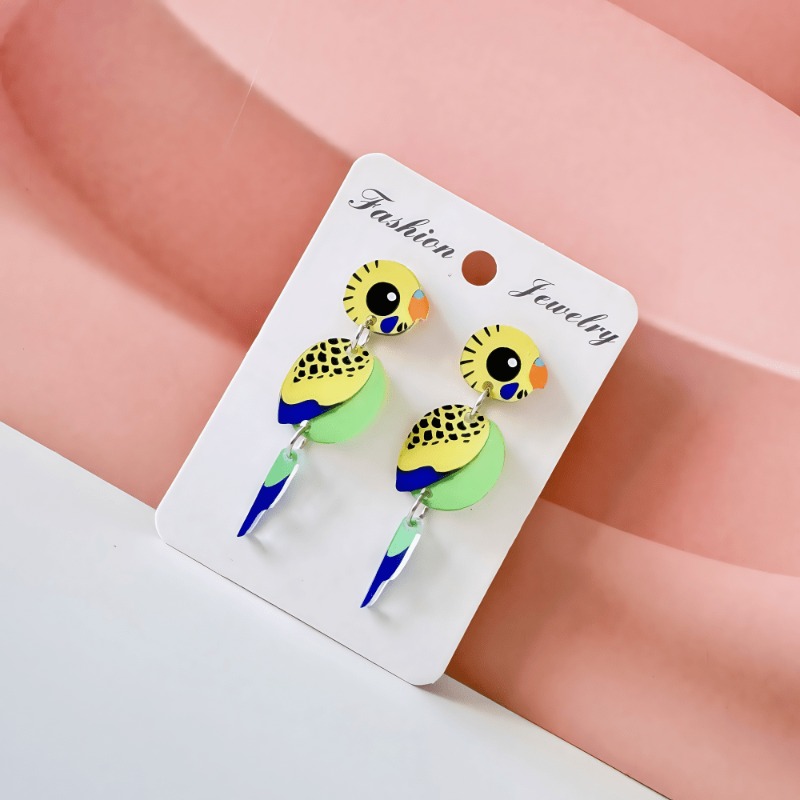 2pc Women's Cute Fun Parrot Pendant Earrings