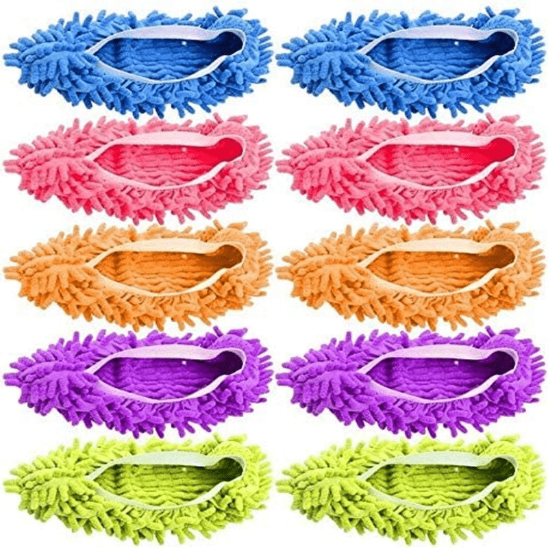 

Mop Slippers Shoes 5 Pairs (10pcs) - Microfiber Cleaning House Mop Slippers Floor Cleaning Tools Shoe Cover Soft Washable Reusable Microfiber Foot Socks Floor Cleaning Tools Shoe Cover