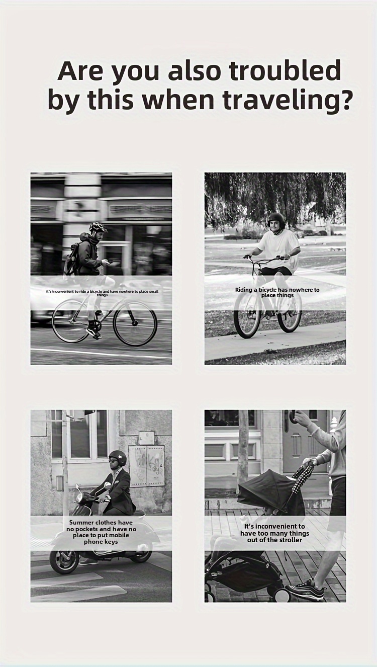 1pc white black motorcycle storage bag adjustable strap large capacity for commuting and travel durable electric bike saddlebag ideal gift for essential for comfortable rides Product details 5