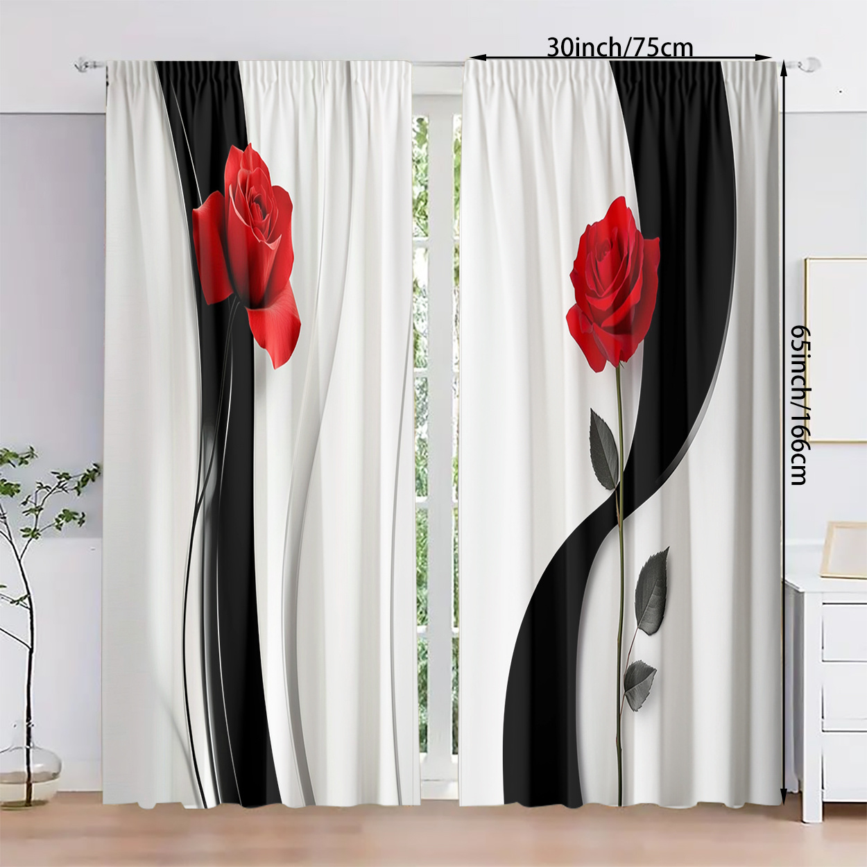 TEMU 2pcs, Matériau, Impression numérique , Motif de irrégulière, Rideaux filtrants, Convient pour chambre à coucher, salon, bureau et décoration