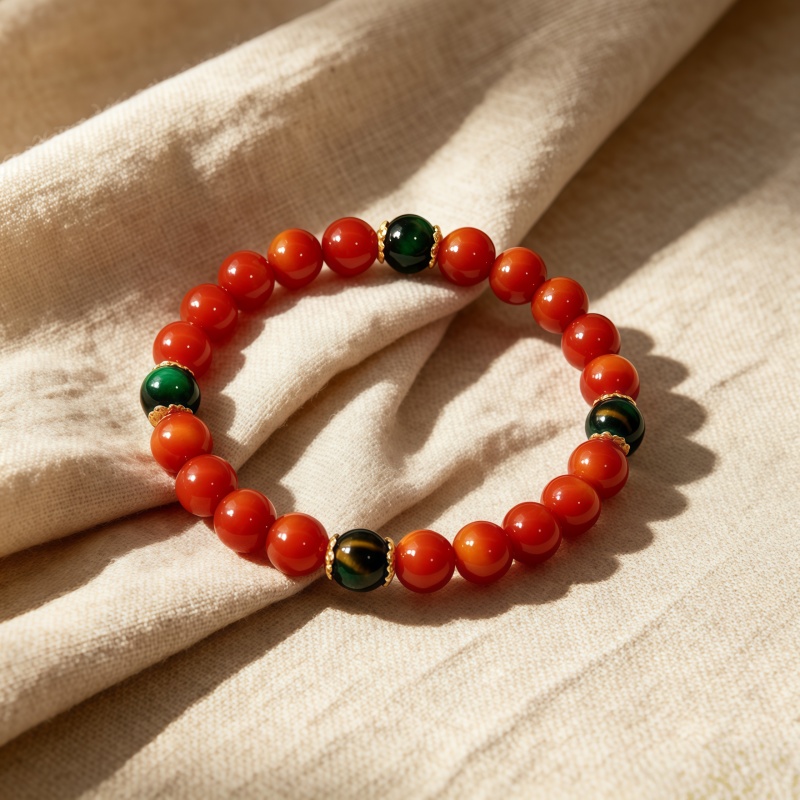 Natural Stone Beaded Bracelet, Handcrafted
